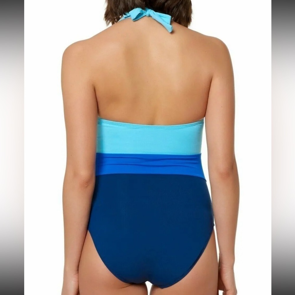 Bleu Rod Beattie Color Block Halter One Piece Maillot Swimsuit  Size 8 - Picture 2 of 3
